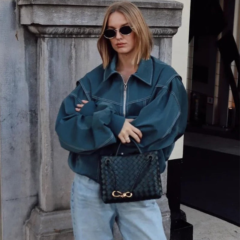 Zoe - Retro Oversized Leather Jacket