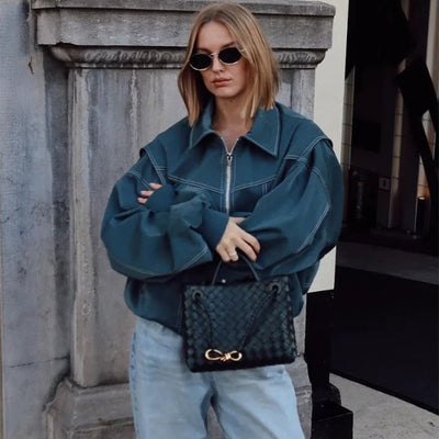 Zoe - Retro Oversized Leather Jacket