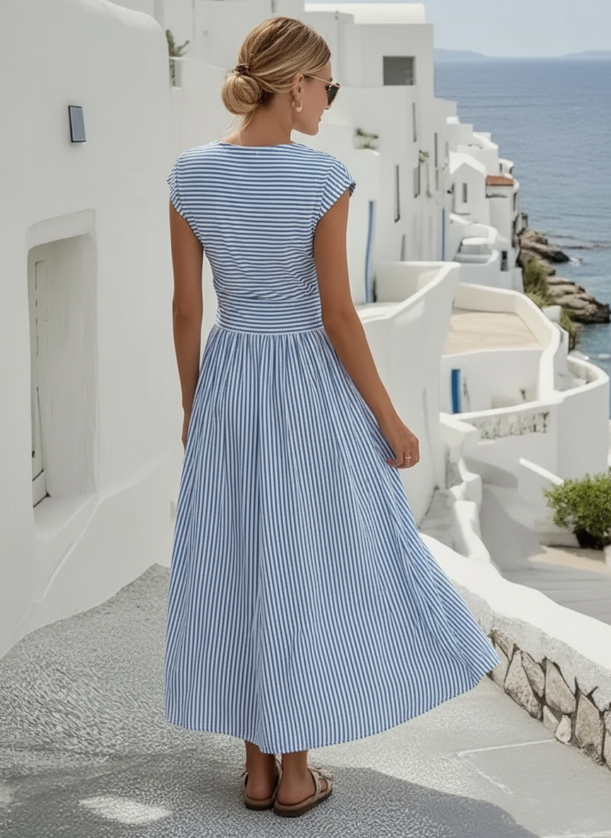 Linen dress with twisted effect