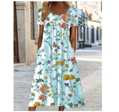 Maryan - Swing Floral Dress With Belly Cover