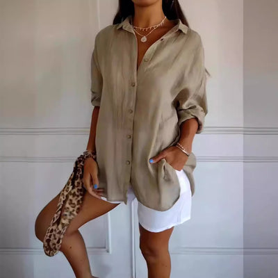 Sasha | Elegant Lapel Shirt With Pleated Style