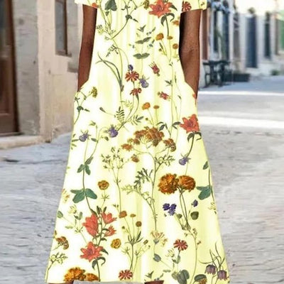 Maryan - Swing Floral Dress With Belly Cover