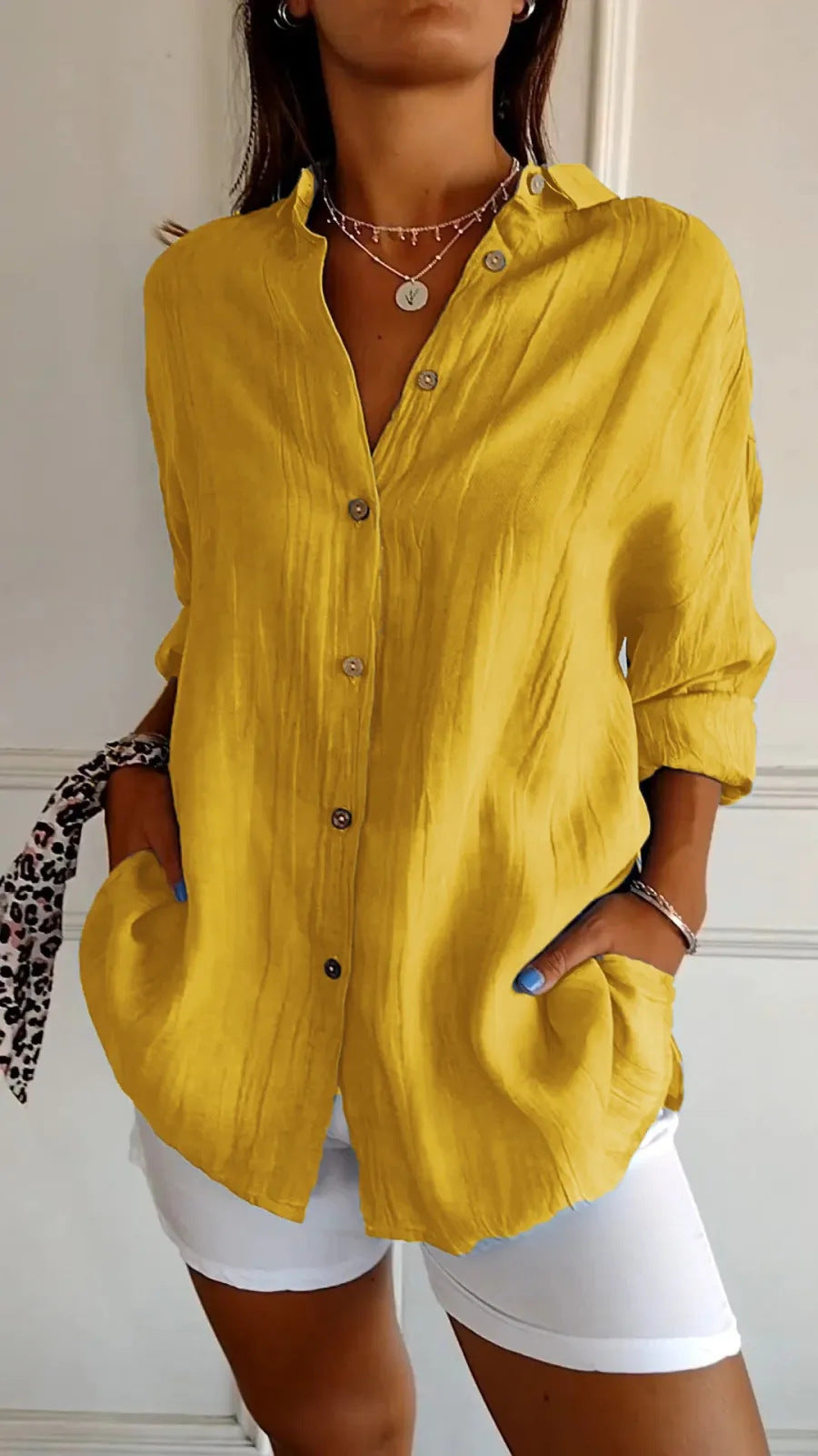 Sasha | Elegant Lapel Shirt With Pleated Style