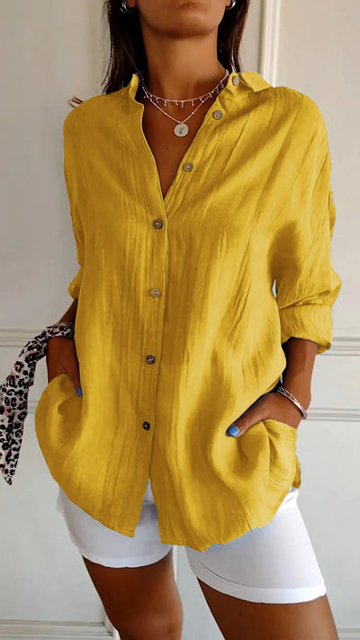 Sasha | Elegant Lapel Shirt With Pleated Style