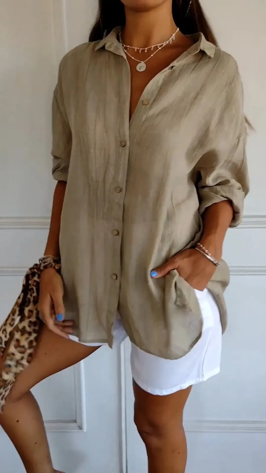 Sasha | Elegant Lapel Shirt With Pleated Style
