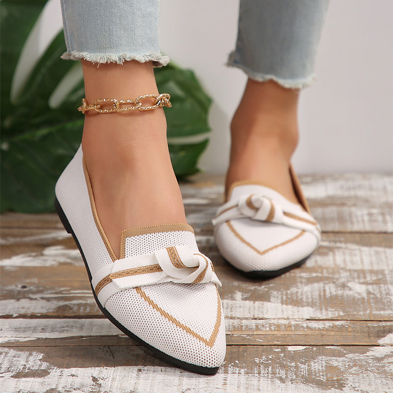 Michelle | Pointed-Toe Bow Loafers