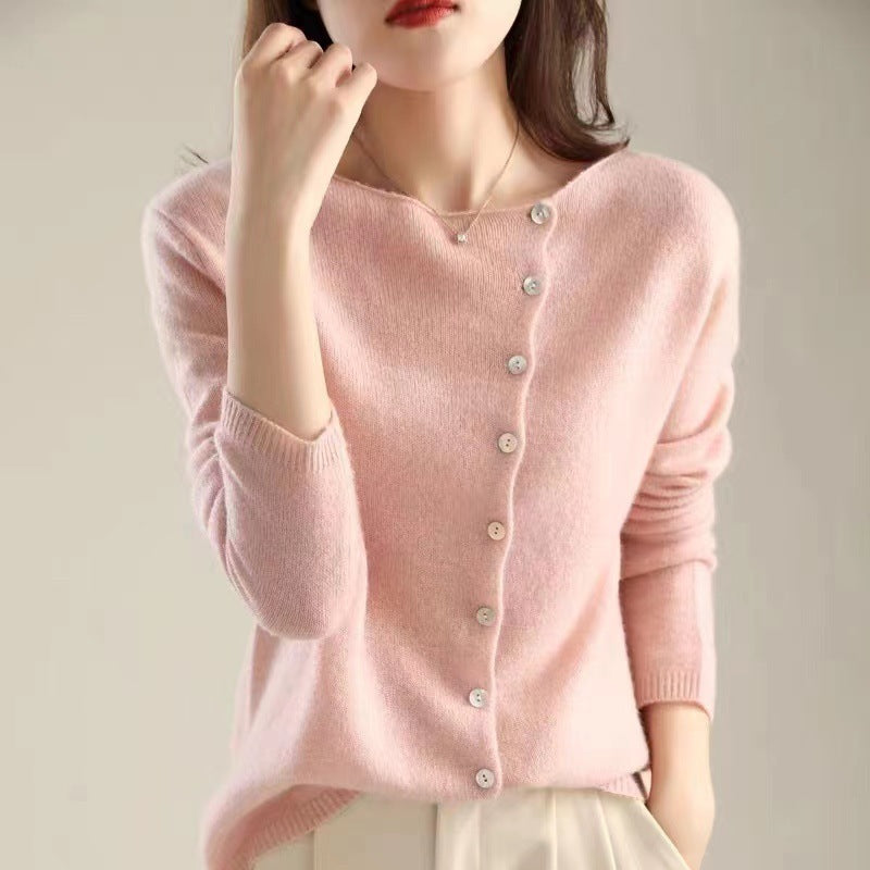 Kyra |  Asymmetrical Button Sweater