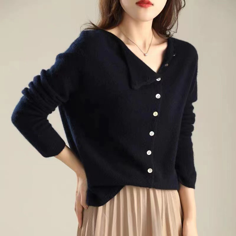 Kyra |  Asymmetrical Button Sweater