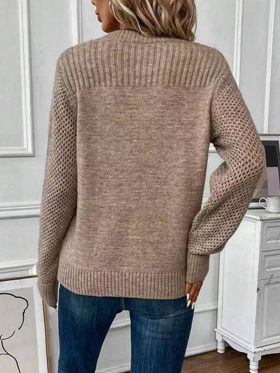 Khaki Round Neck Long Sleeve Knit