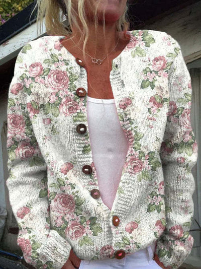Mia - Floral Cardigan Knitted Jacket
