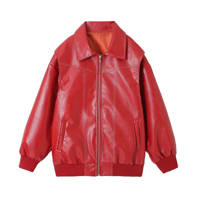 Zoe - Retro Oversized Leather Jacket