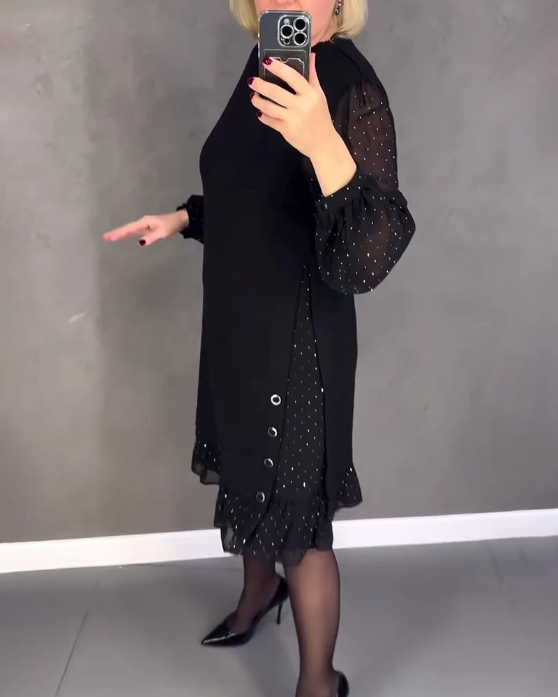 Camille - Elegant dress with long sleeves and dots