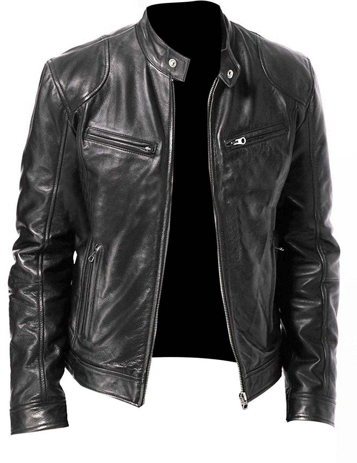 Calvin | Men's  Zipper Leather Jacket