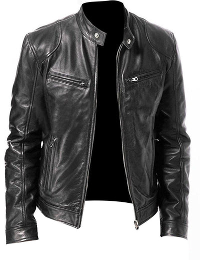 Calvin | Men's  Zipper Leather Jacket