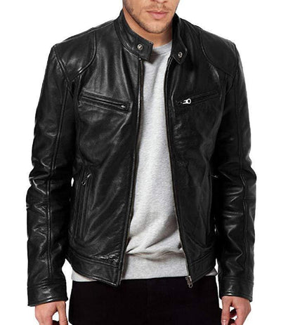 Calvin | Men's  Zipper Leather Jacket