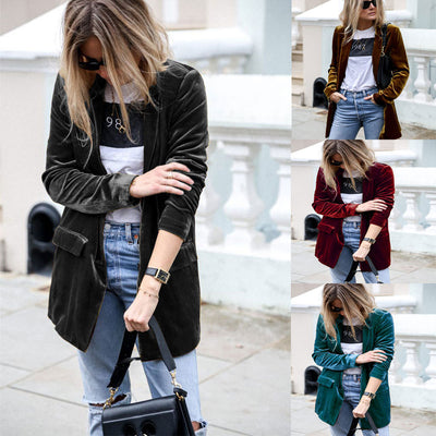 Catching Street Style Velvet Blazer