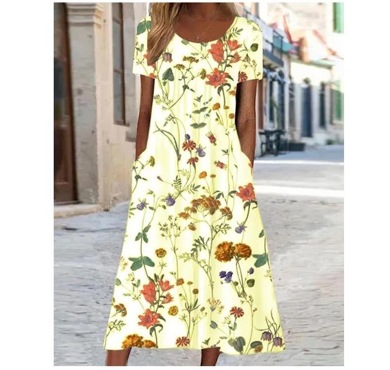 Maryan - Swing Floral Dress With Belly Cover