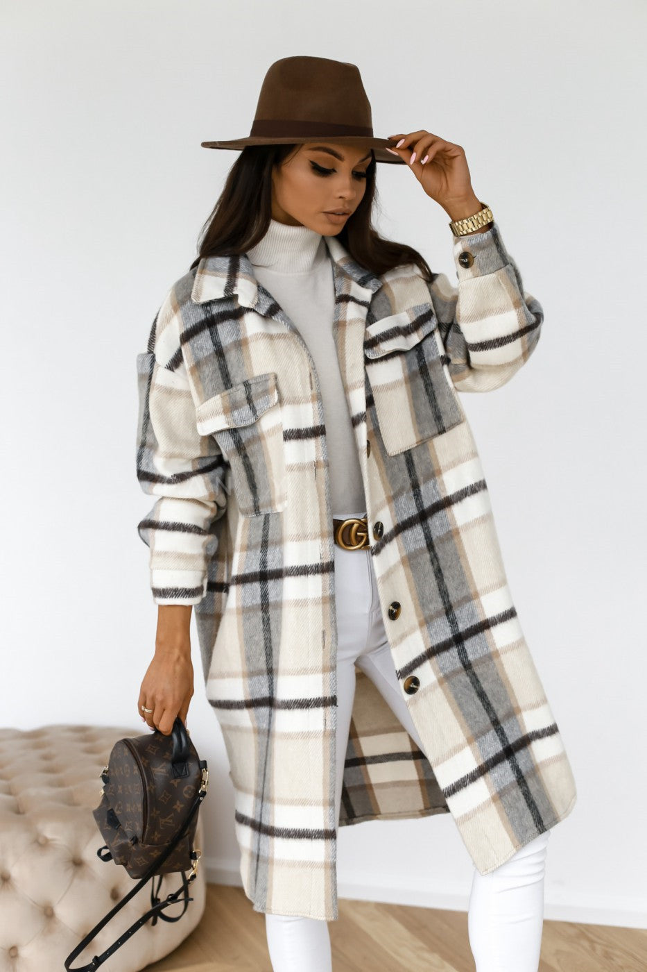 Kaitlyn | Plaid Longline Jacket