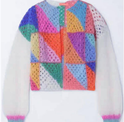 Julia - Warm Colorful Crochet Cardigan