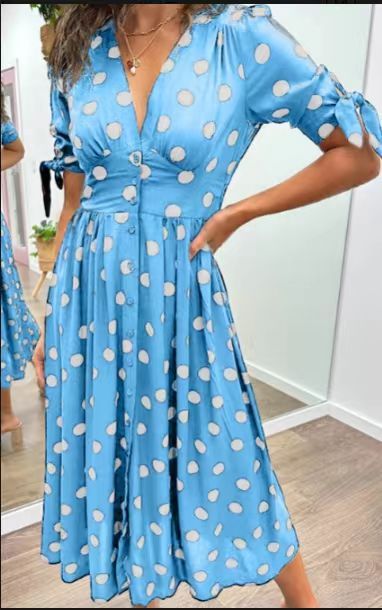 Polina | Deep V Polka Slim-fit Dress