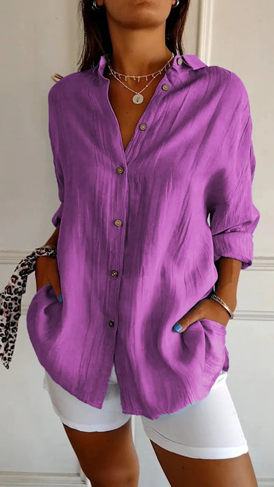 Sasha | Elegant Lapel Shirt With Pleated Style