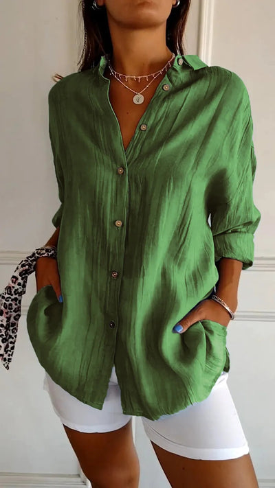 Sasha | Elegant Lapel Shirt With Pleated Style