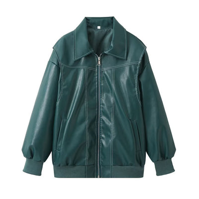 Zoe - Retro Oversized Leather Jacket