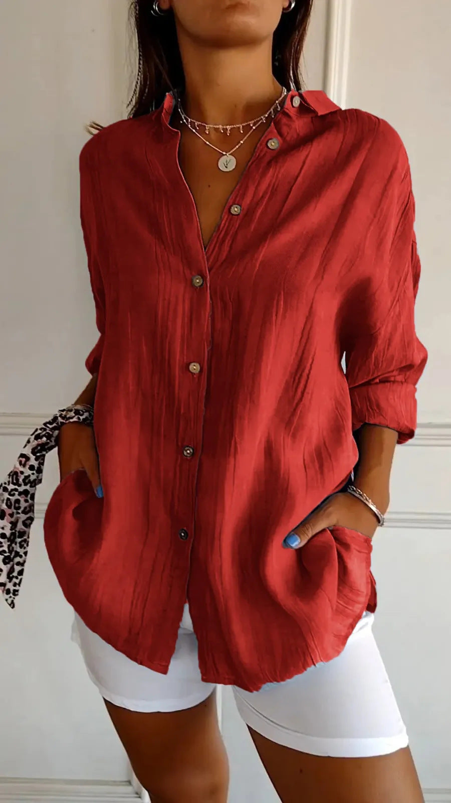 Sasha | Elegant Lapel Shirt With Pleated Style