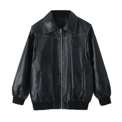 Zoe - Retro Oversized Leather Jacket