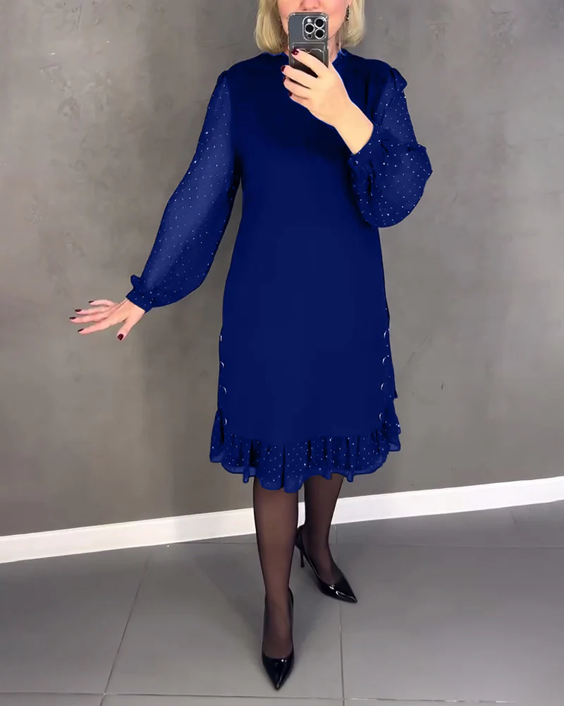 Camille - Elegant dress with long sleeves and dots
