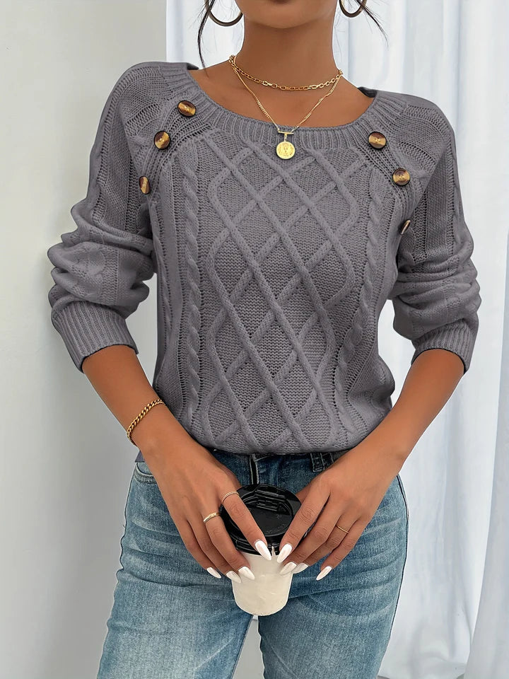 Viviene | Elegant Cable Knit Sweate