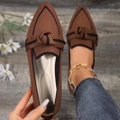 Michelle | Pointed-Toe Bow Loafers