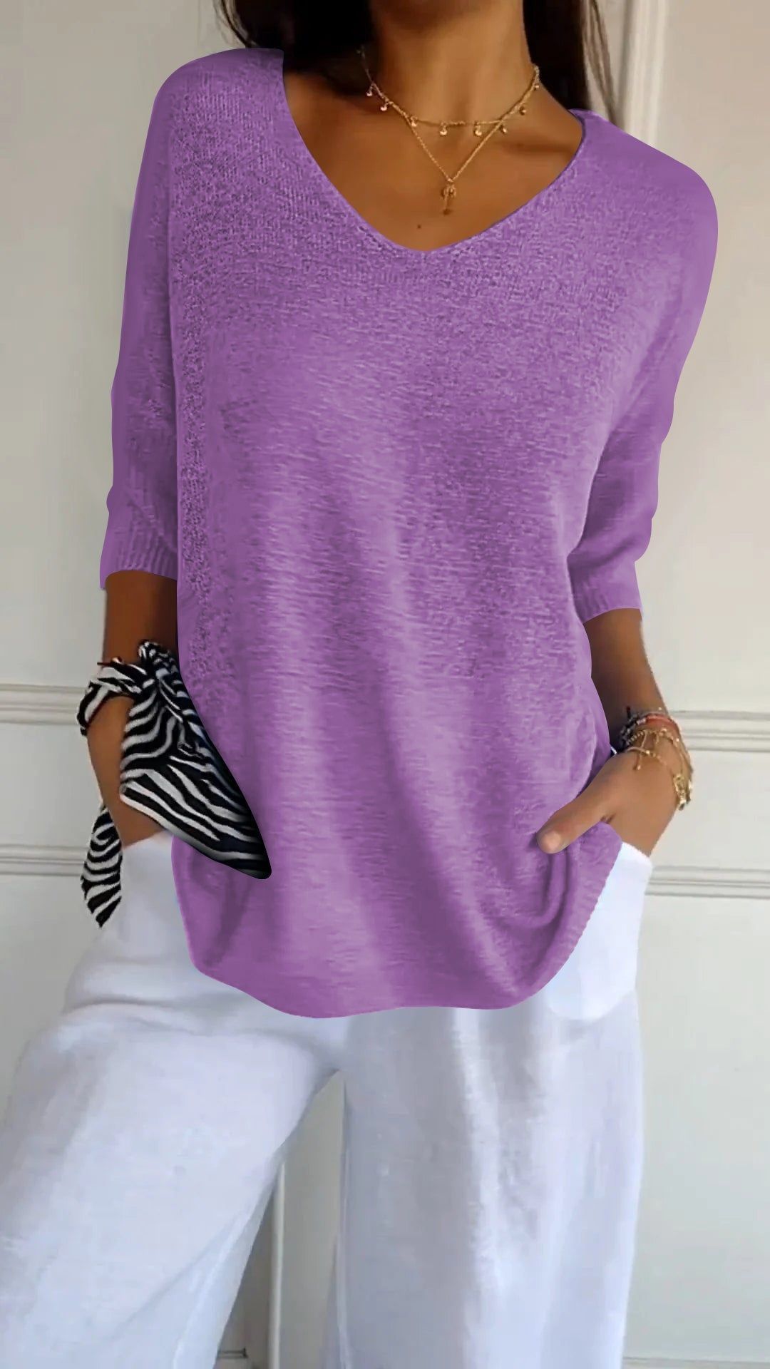 Johanna | Elegant Cotton V-Neck Top