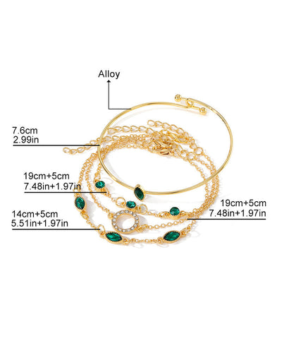 Kreis-Rhombus-Strassarmband, 4er-Set
