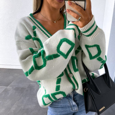 Zeria | Geometric Warm Cardigan