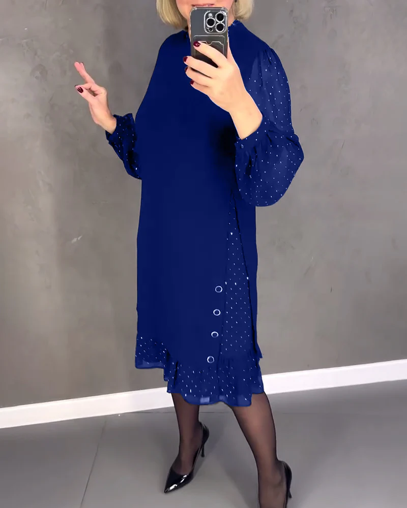 Camille - Elegant dress with long sleeves and dots