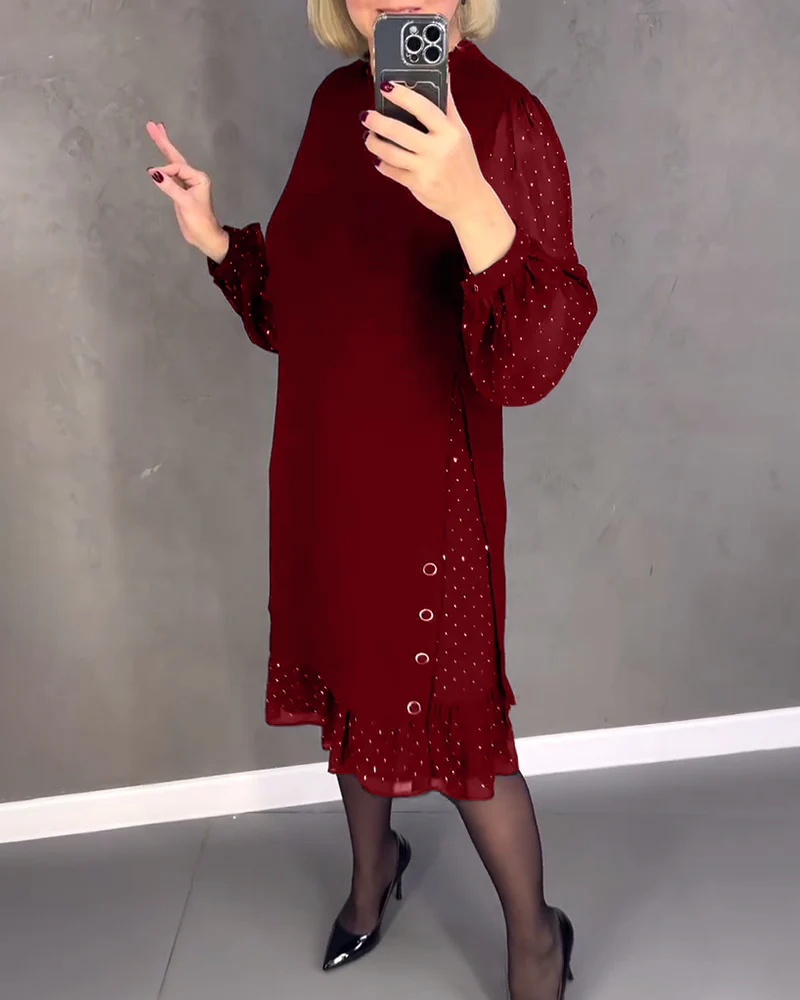 Camille - Elegant dress with long sleeves and dots