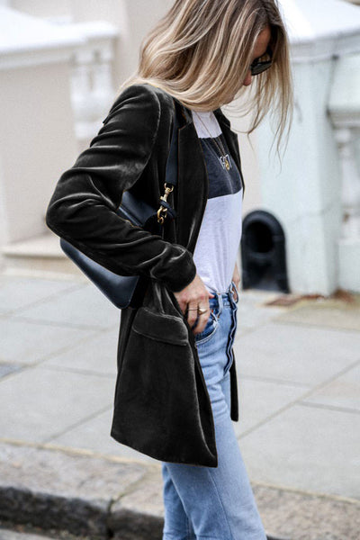 Catching Street Style Velvet Blazer