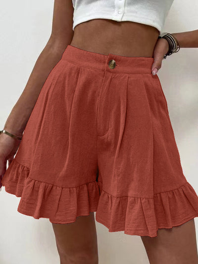 Kissha | Casual Flowy Ruffle Hem Shorts