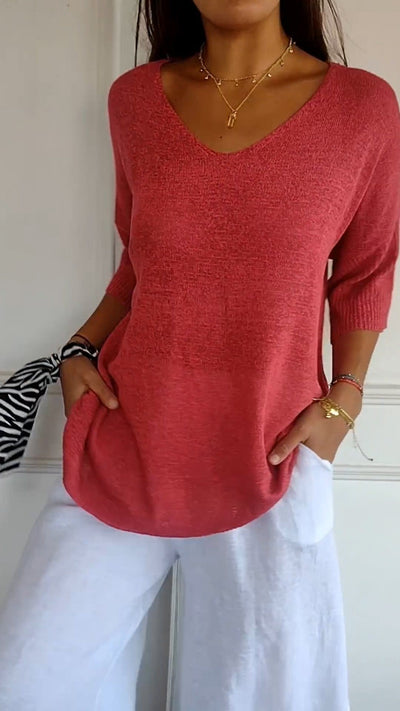 Johanna | Elegant Cotton V-Neck Top