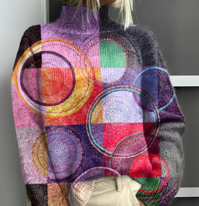 Ruby | Vibrant Printed Turtleneck Sweater