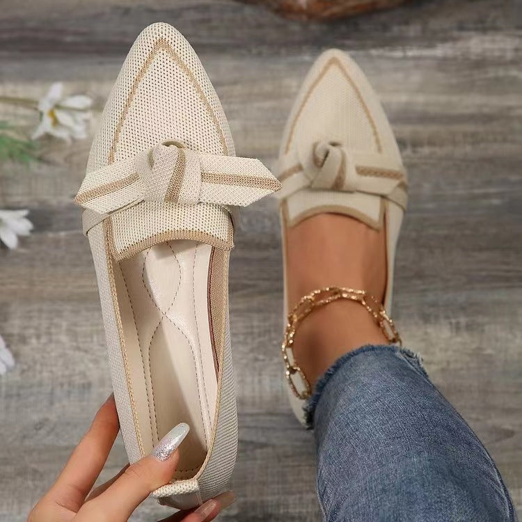 Michelle | Pointed-Toe Bow Loafers