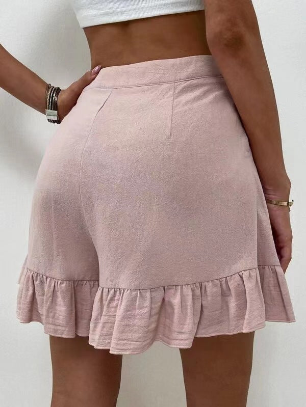 Kissha | Casual Flowy Ruffle Hem Shorts