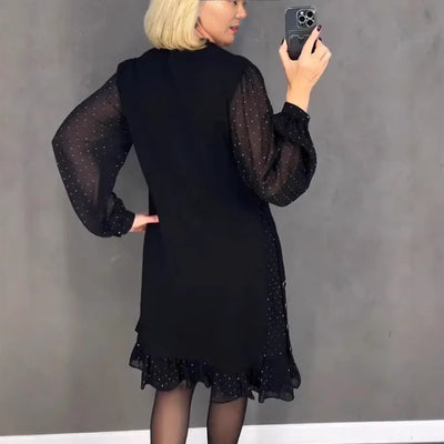 Camille - Elegant dress with long sleeves and dots