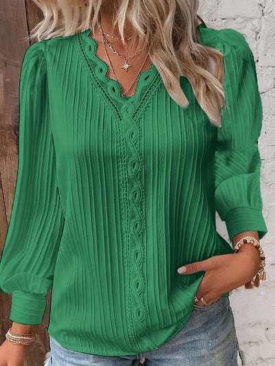Emma | Long Sleeve V-neck Lace Blouse