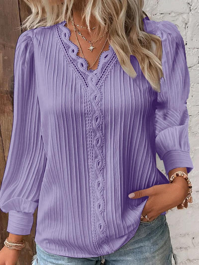 Emma | Long Sleeve V-neck Lace Blouse