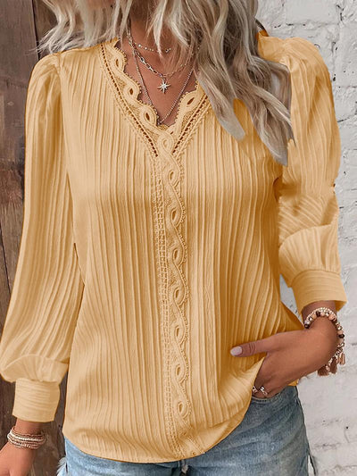 Emma | Long Sleeve V-neck Lace Blouse