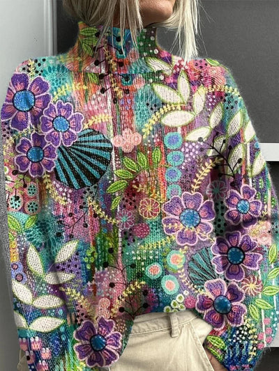 Ruby | Vibrant Printed Turtleneck Sweater
