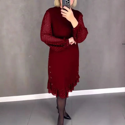 Camille - Elegant dress with long sleeves and dots