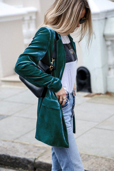 Catching Street Style Velvet Blazer